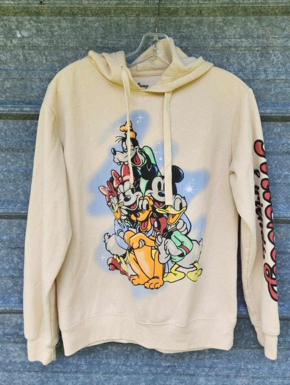 VINTAGE Cream Disney Character Group Hoodie